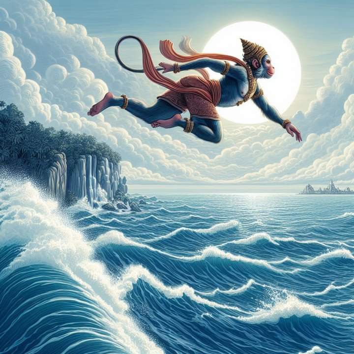 Udte Hue Hanuman Ji ki Photo